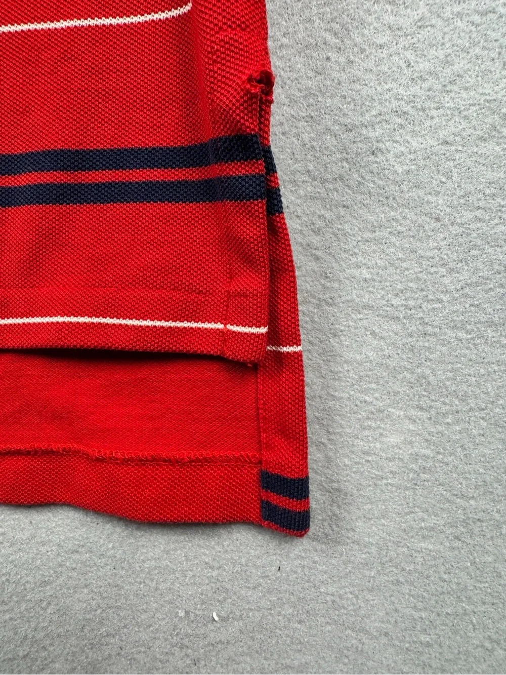 Polo Ralph Lauren Mens XXL Custom Fit Polo Shirt Red Navy White Striped Cotton